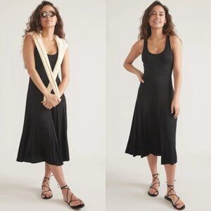 NWT Marine Layer Lexi Rib Fit and Flare Black Tank Midi Dress Size XL